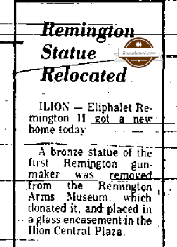 Utica Observer Dispatch - Remington Statue Relocated  - 1976