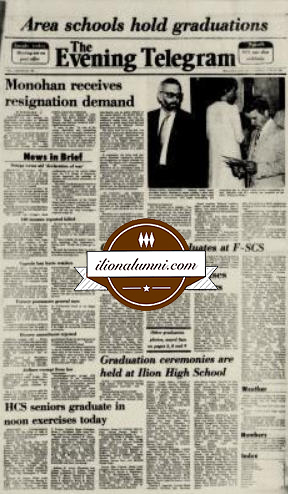 Herkimer Evening Telegram - Graduation ceremonies held at Ilion High School - 1986
